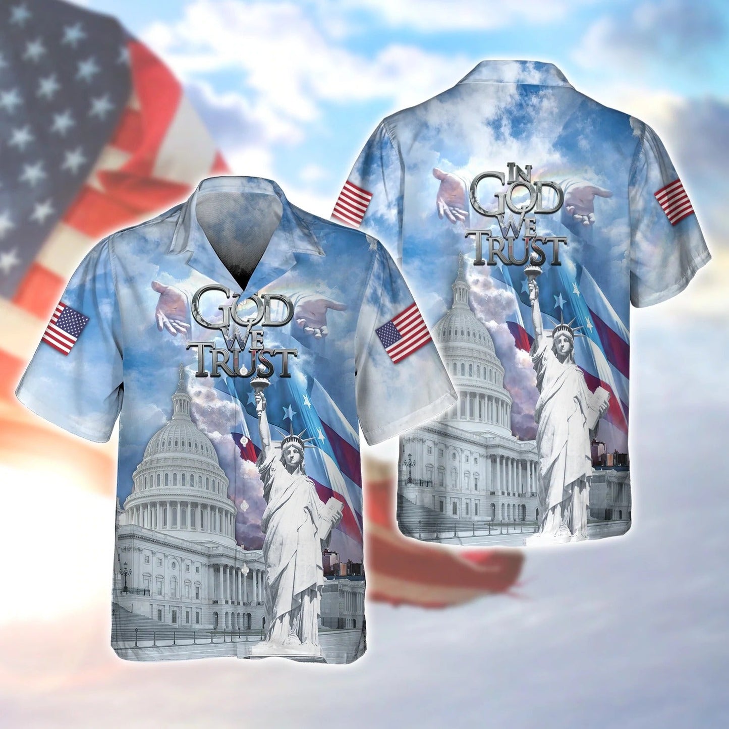 In God We Trust Hawaiian Shirt, Independence Day Hawaiian Shirt, God Bless Usa Hawaii Shirt HO5023