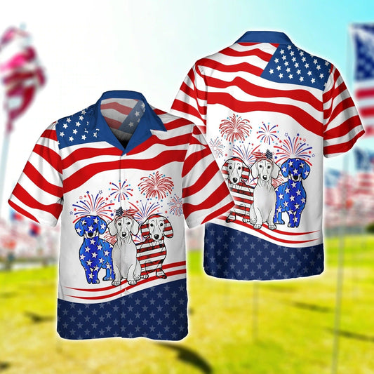 Happy 4Th Of July Dog Hawaiian Shirt In Usa Flag Background, Cool Dog Independence Day Hawaii Aloha Beach Shirt HO5013