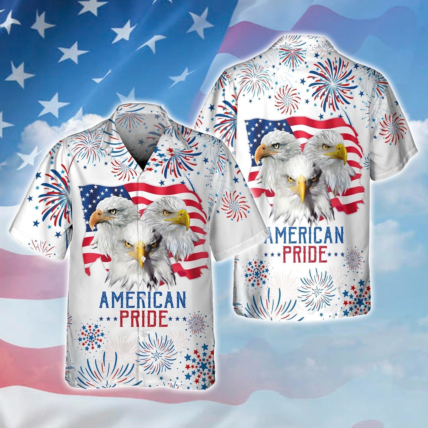 3D All Over Print Eagle American Pride Hawaiian Shirt Independence Day Is Coming, Eagle In Usa Flag Hawaii Shirt HO5017