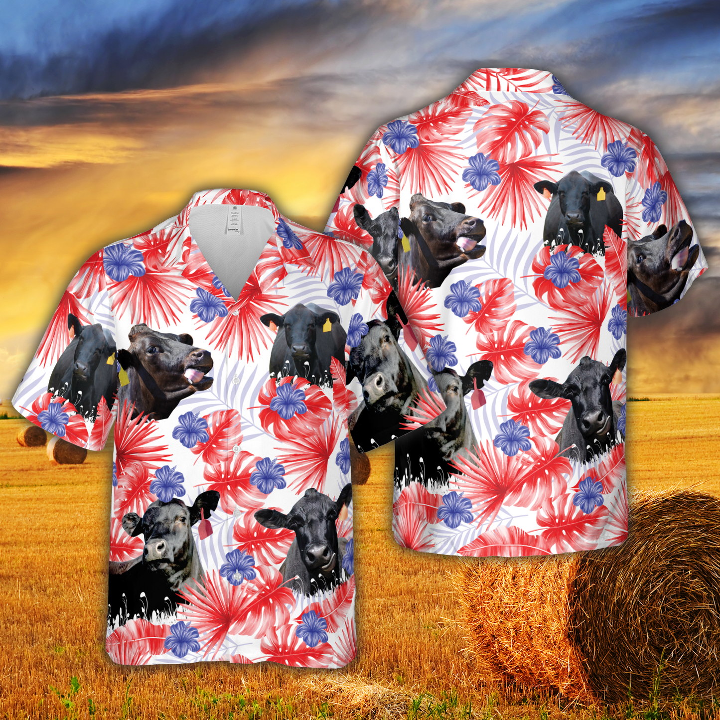 American Colors Black Angus Hawaiian Shirt HO5414