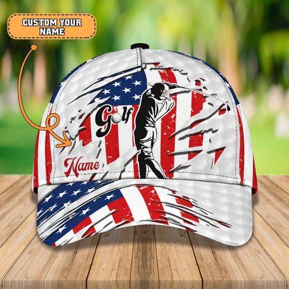 Personalized With Name 3D All Over Print Golf Caps For Men, American Golfer Baseball Cap, Golfer Gifts CO0344