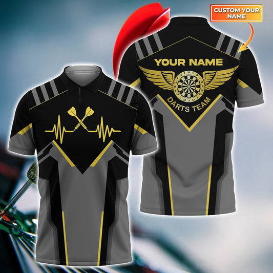 Darts Heart Pulse Line Personalized Name 3D Polo Shirt DMO0222