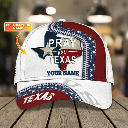 Customized 3D Full Printed Baseball Cap Pray For Texas, Texas Baseball Cap, Texas Classic Cap CO0382