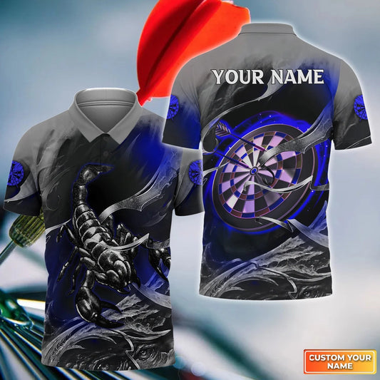 Dartboard Scorpion Personalized Name 3D Polo Shirt For Darts Player DMO0087