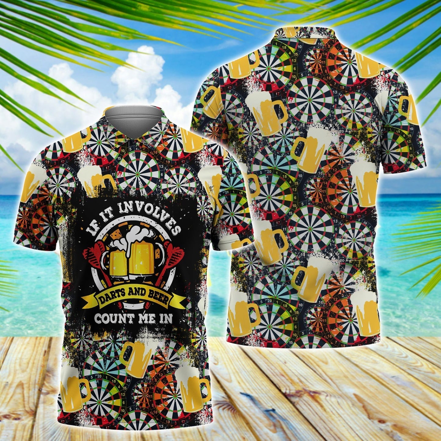 3D All Over Print Dart And Beer Pattern Polo Shirt, Dart Shirt Water Color DMO0228