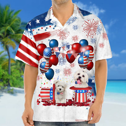 Maltese Independence Day Hawaiian Shirt, Dog Hawaii Beach Shirt Short Sleeve For 4Th Of July HO3919