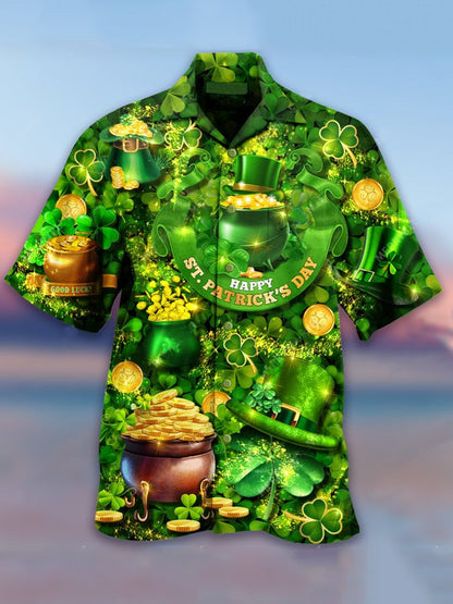 Happy St. Patrick's Day Hawaiian shirt - Men's Casual Happy St. Patrick's Day Hawaiian Shirt PO0084