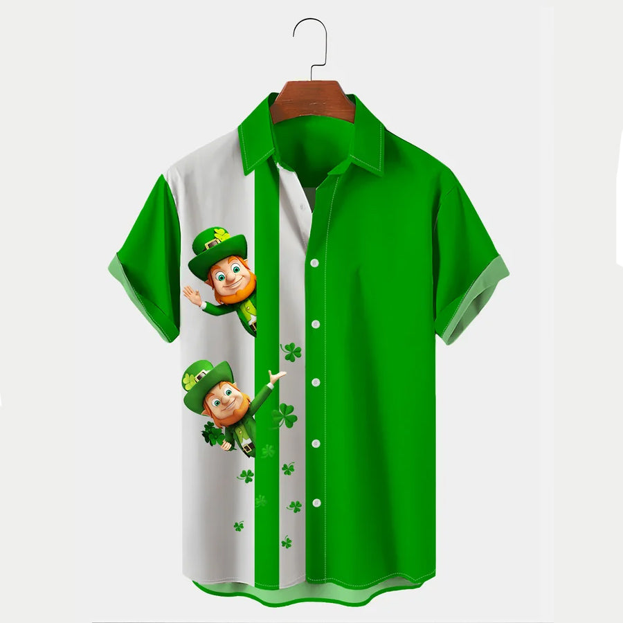 Men's St. Patrick's Day Shamrock Print Hawaiian Shirt, St. Patrick's Day Hawaiian shirt for Men PO0095