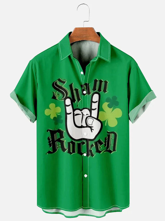 Men's St. Patrick's Day Sham Rocked Printed hawaiian Shirt PO0142