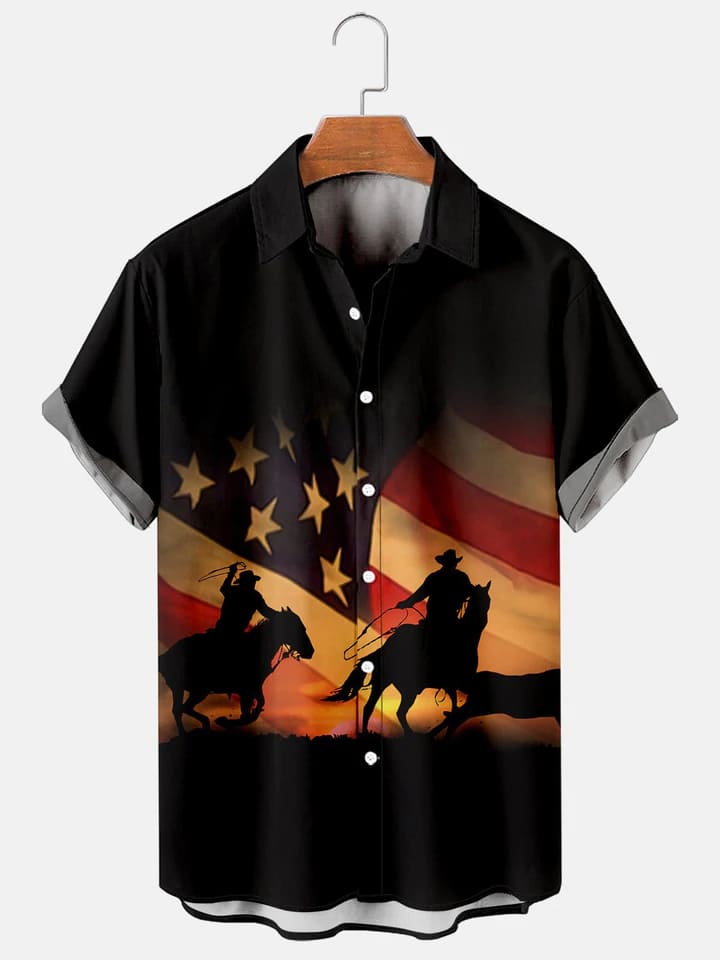 Men's 4th of July Men's Short Sleeve Patriotic Hawaiian Shirt, Independence Day hawaiian shirt HO1324