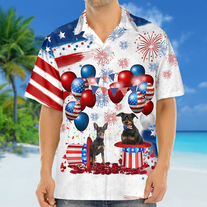 Miniature Pinscher Independence Day Hawaiian Shirt, Dog Hawaii Beach Shirt Short Sleeve For 4Th Of July HO3920