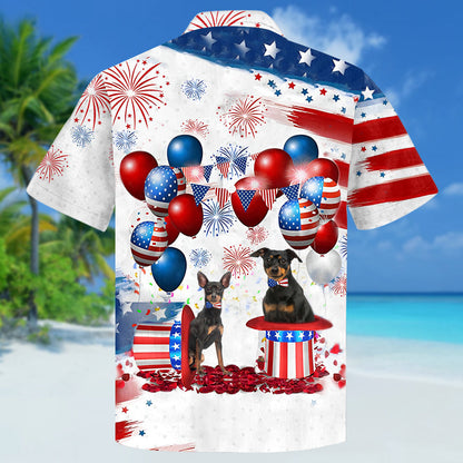 Miniature Pinscher Independence Day Hawaiian Shirt, Dog Hawaii Beach Shirt Short Sleeve For 4Th Of July HO3920