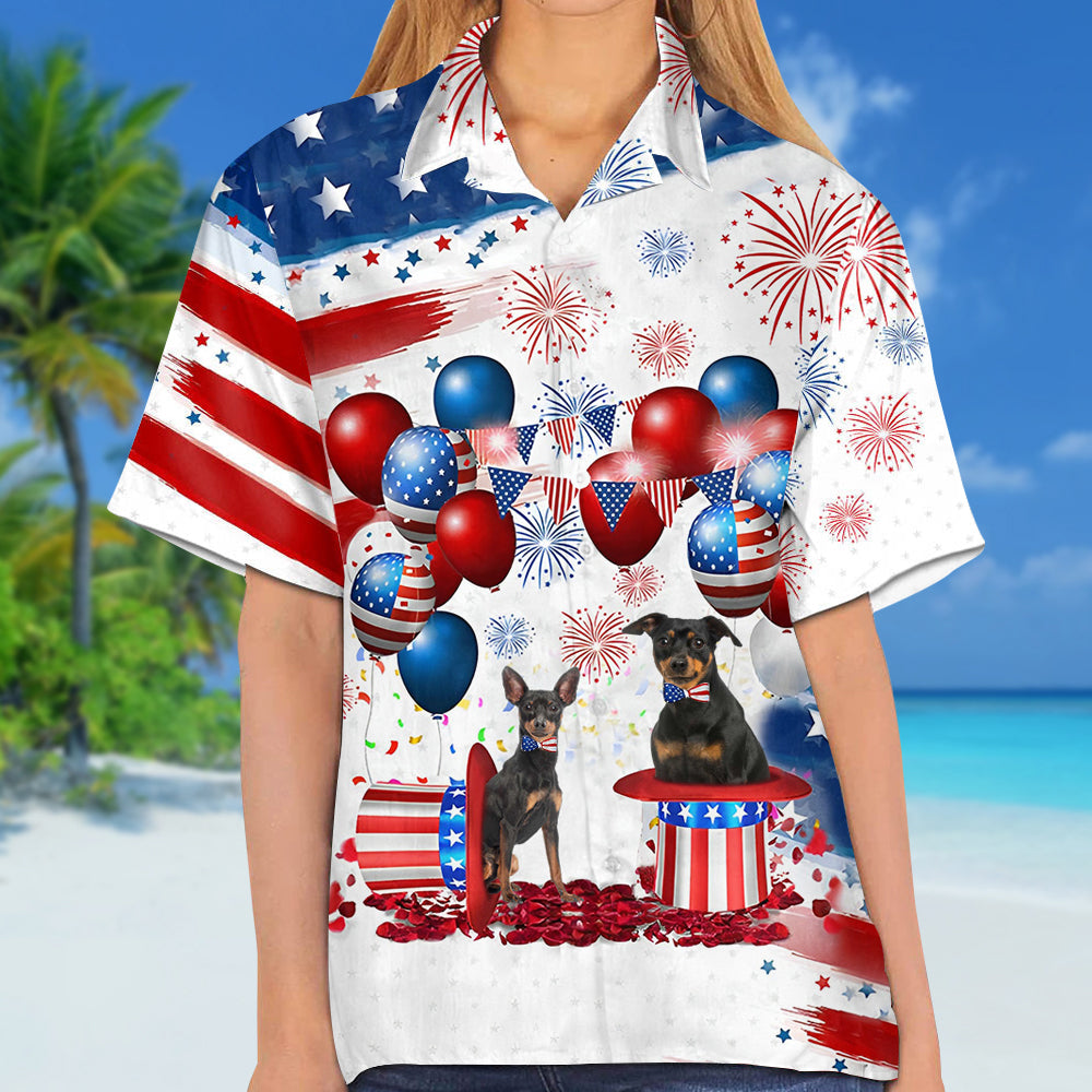 Miniature Pinscher Independence Day Hawaiian Shirt, Dog Hawaii Beach Shirt Short Sleeve For 4Th Of July HO3920