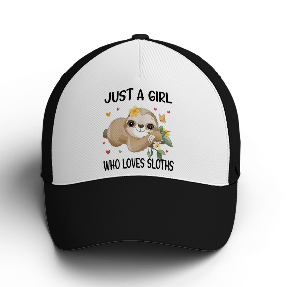 Just A Girl Loves Sloths Floral Baseball Cap Lasfour CO0979