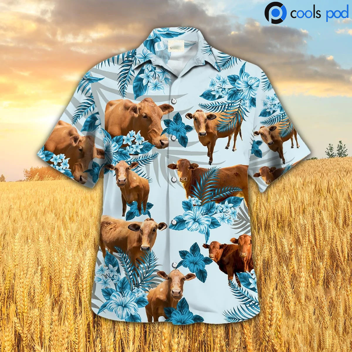 Beefmaster Hibiscus Hawaiian Shirt, Blue Cow Hawaiian Shirts, Farm Hawaii Shirt For Men Women HO4716