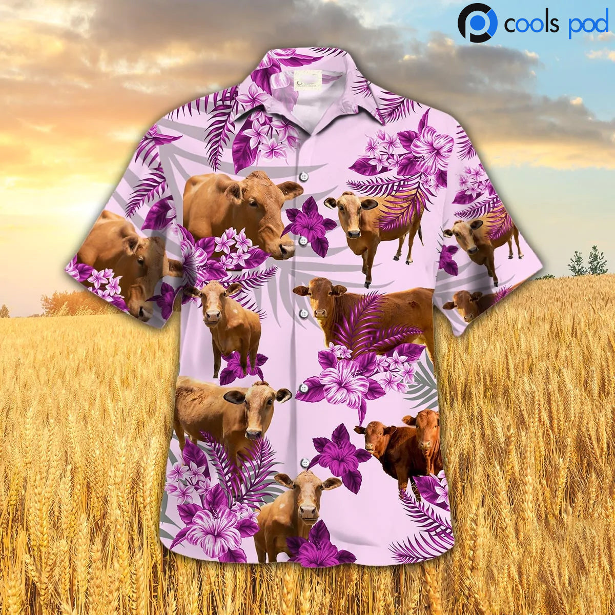 Beefmaster Hibiscus Hawaiian Shirt, Pink Fram Hawaiian Shirts, Cute Cow Hawaii Shirt Men Women HO4663