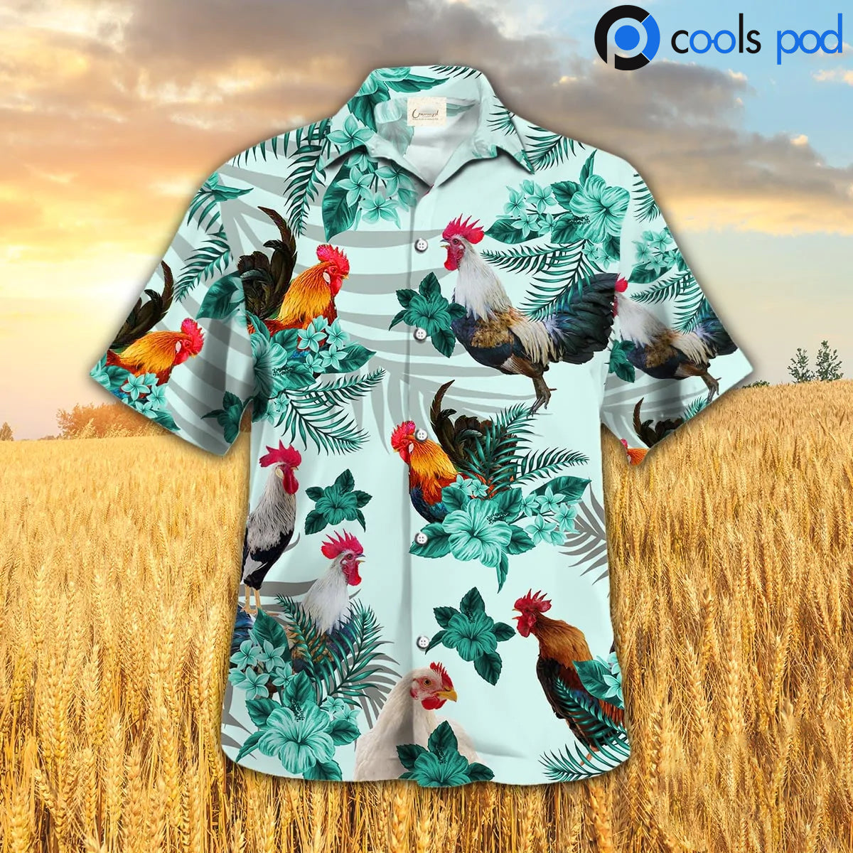 Chicken Hibiscus Hawaiian Shirt, Rooster Green Hawaii Shirt, Chicken Lover Gifts HO4721