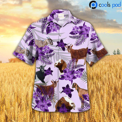 Goat Hibiscus Pattern Hawaiian Shirt, Goat Hawaiian Shirt For Men Women HO4753