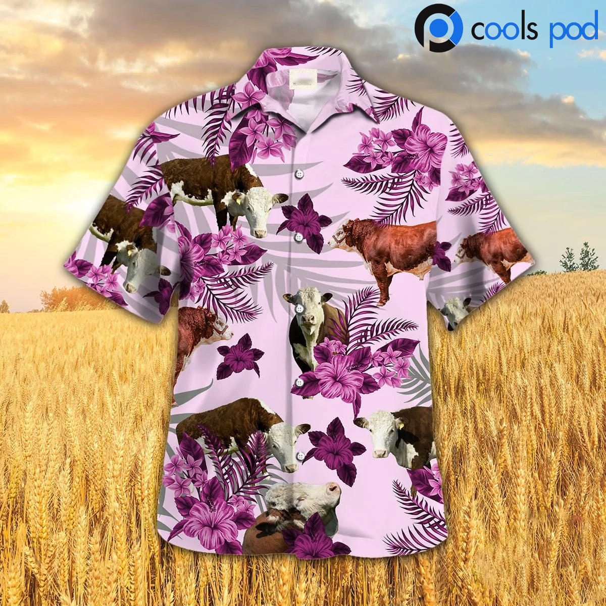 Hereford Hibiscus Hawaiian Shirt, Pink Farm Hawaii Shirt For Men Women HO4680