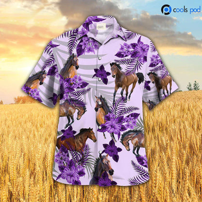 Horse Hibiscus Hawaiian Shirt, Hawaiian Shirt For Men Women, Gift For Horse Lovers HO0355