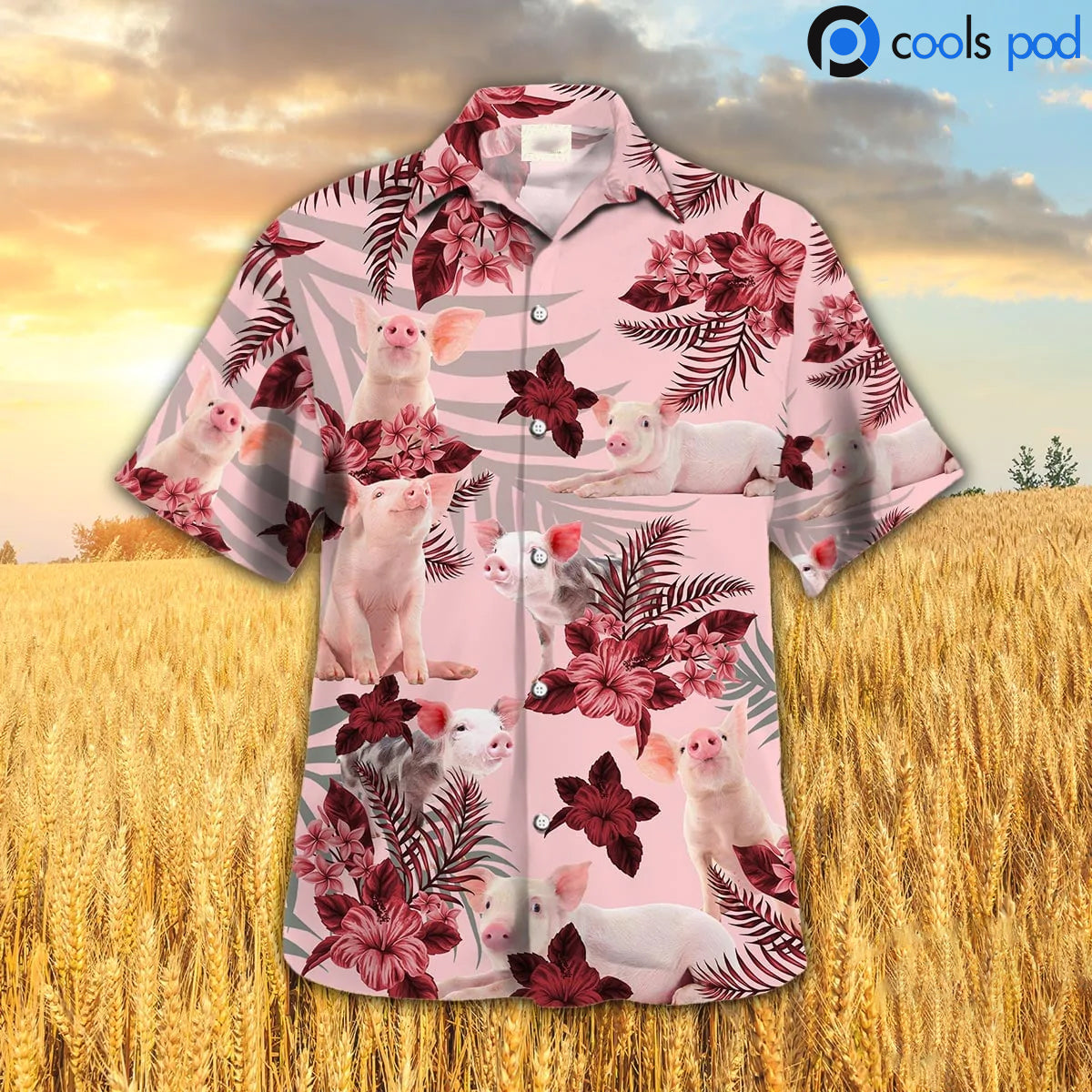 Pig Hibiscus Red Hawaiian Shirt, Cool Pig On Hawaiian Shirt, Lasfour Farm Hawaii Shirts HO4755