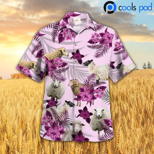 Sheep Hibiscus Pink Pattern Hawaiian Shirt, Sheep Premium Hawaiian Shirts For Men Women HO4765