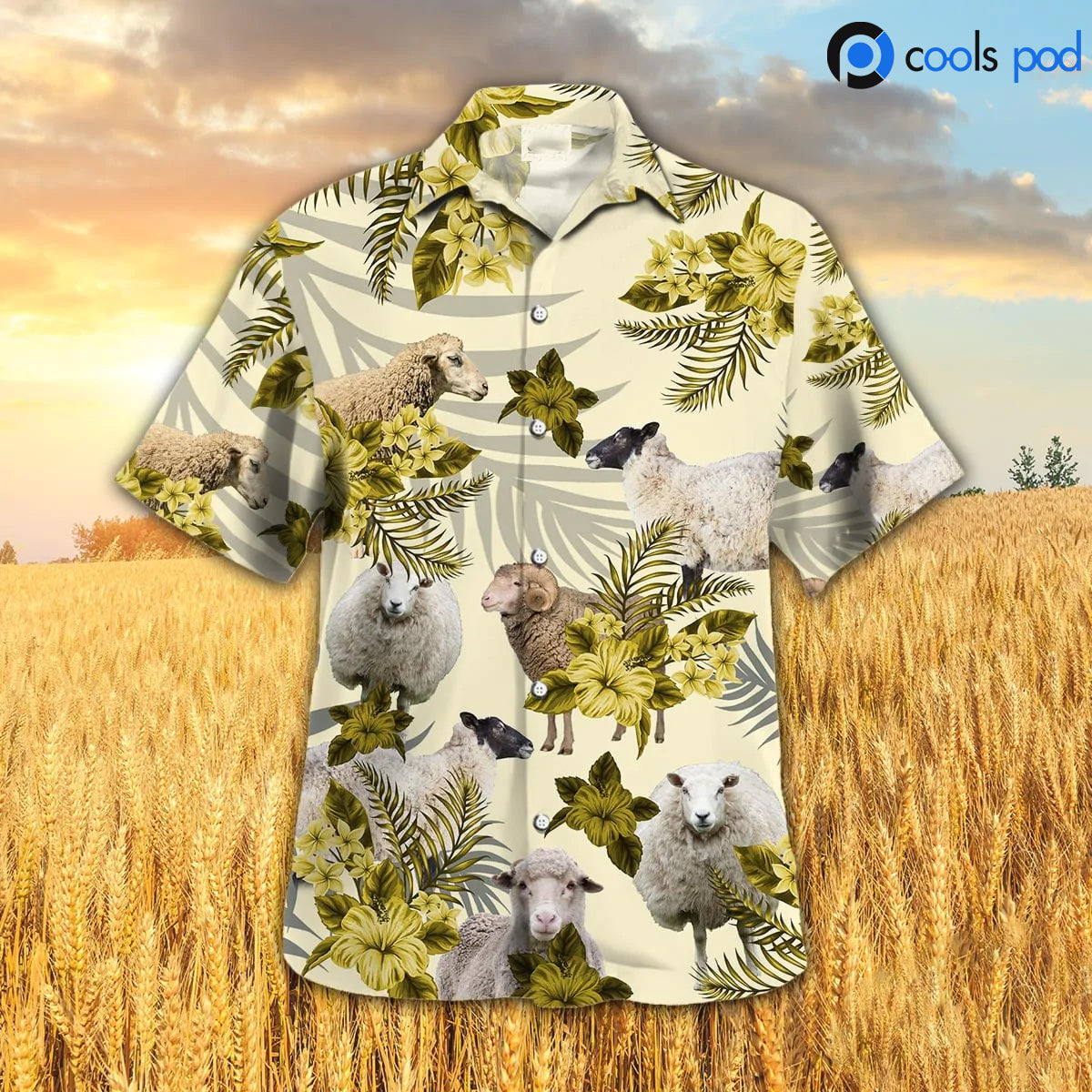 Sheep Hibiscus Yellow Pattern Hawaiian Shirt, Sheep Premium Hawaiian Shirts For Men Women HO4772