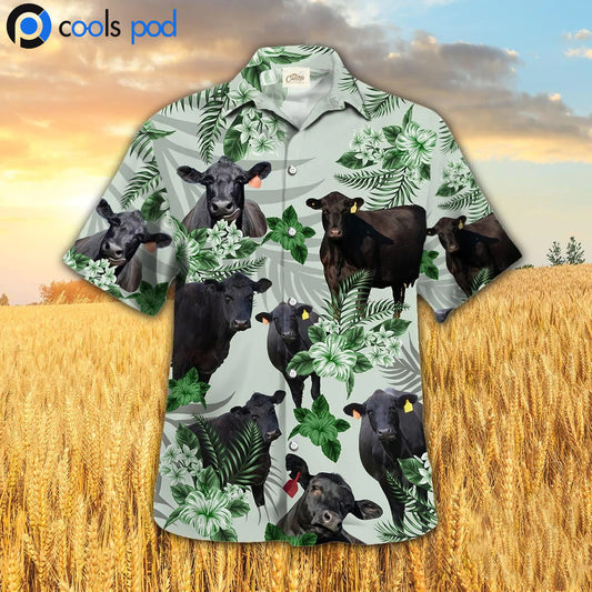 Black Angus Hibiscus Hawaiian Shirt, Cow Farm Hawaii Shirt For Men Women HO4661