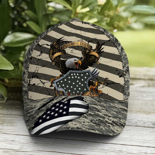 Eagle Veteran US Flag Camo Pattern Baseball Cap Lasfour CO0834