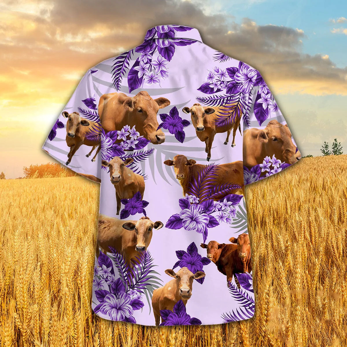 Beefmaster Hibiscus Hawaiian Shirt, Purple Cow Hawaiian Shirts, Farm Hawaii Aloha Shirts HO4704