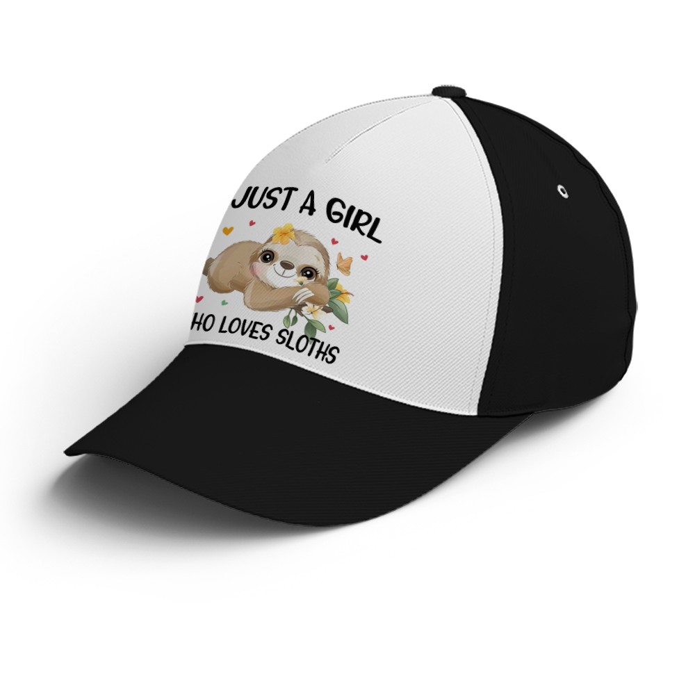 Just A Girl Loves Sloths Floral Baseball Cap Lasfour CO0979