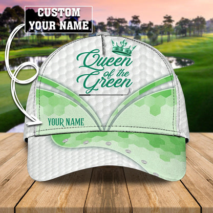 Customized White Green Golf Cap Hat For Girl, Queen Of The Green Cap Golfer Gift, Golfer Gifts CO0364