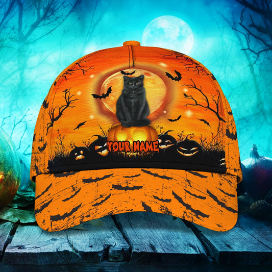 Halloween Cat Pumpkin Hats Unisex Customized Halloween Classic Cap Hat Men Women CO0991