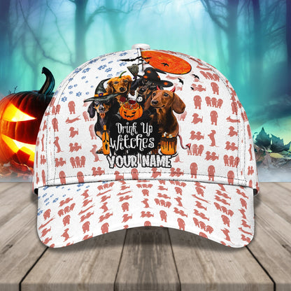 Custom Name Halloween Cap Hat For Dog Lover, Drink Up Witches Halloween Hats CO0993