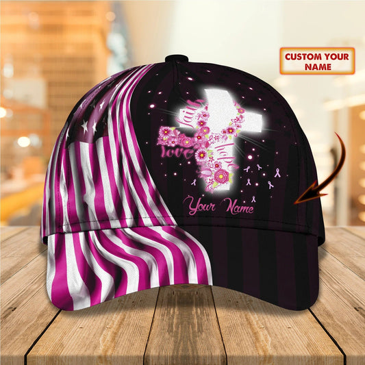 3D All Over Print Breast Cancer Awareness Baseball Cap Hat, Custom Breast Cancer Gift CO1003