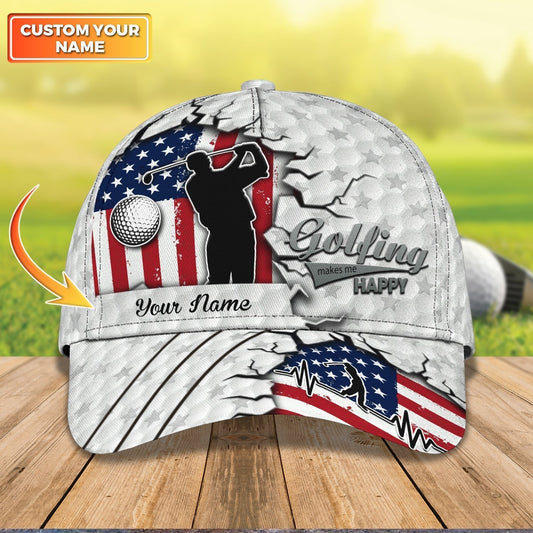 Personalized Golfing Baseball Cap 3D Hat For Men And Woman, Golfing Make Me Happy, Golf 3D Cap Hat CO0367