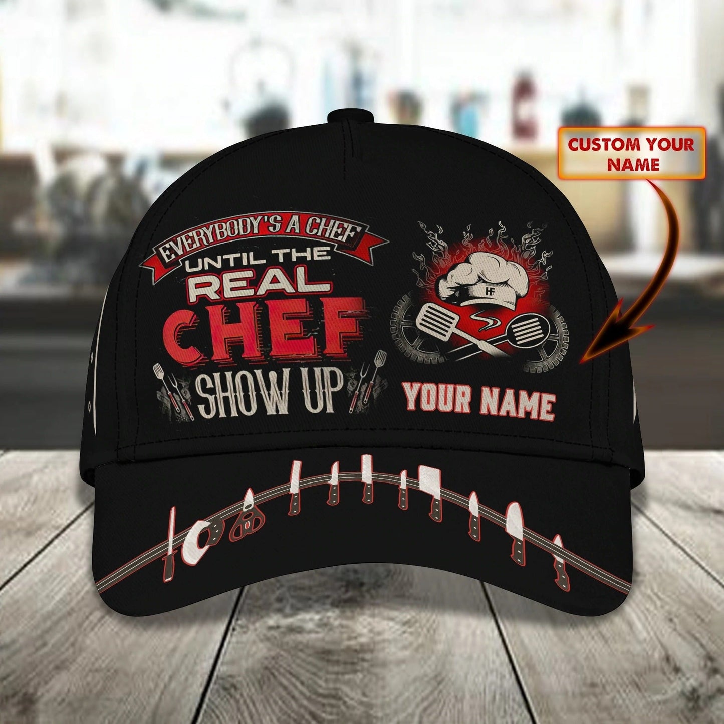 Custom With Name Chef Gear And Uniform Black Baseball Cap For Master Chef, Premium Quality Classic 3D Chef Cap CO0406