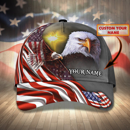 Personalized Usa Flag Cap Hat, 3D Full Printed Independence'S Day Baseball Cap Hat, Eagle Us Cap Hat CO0147