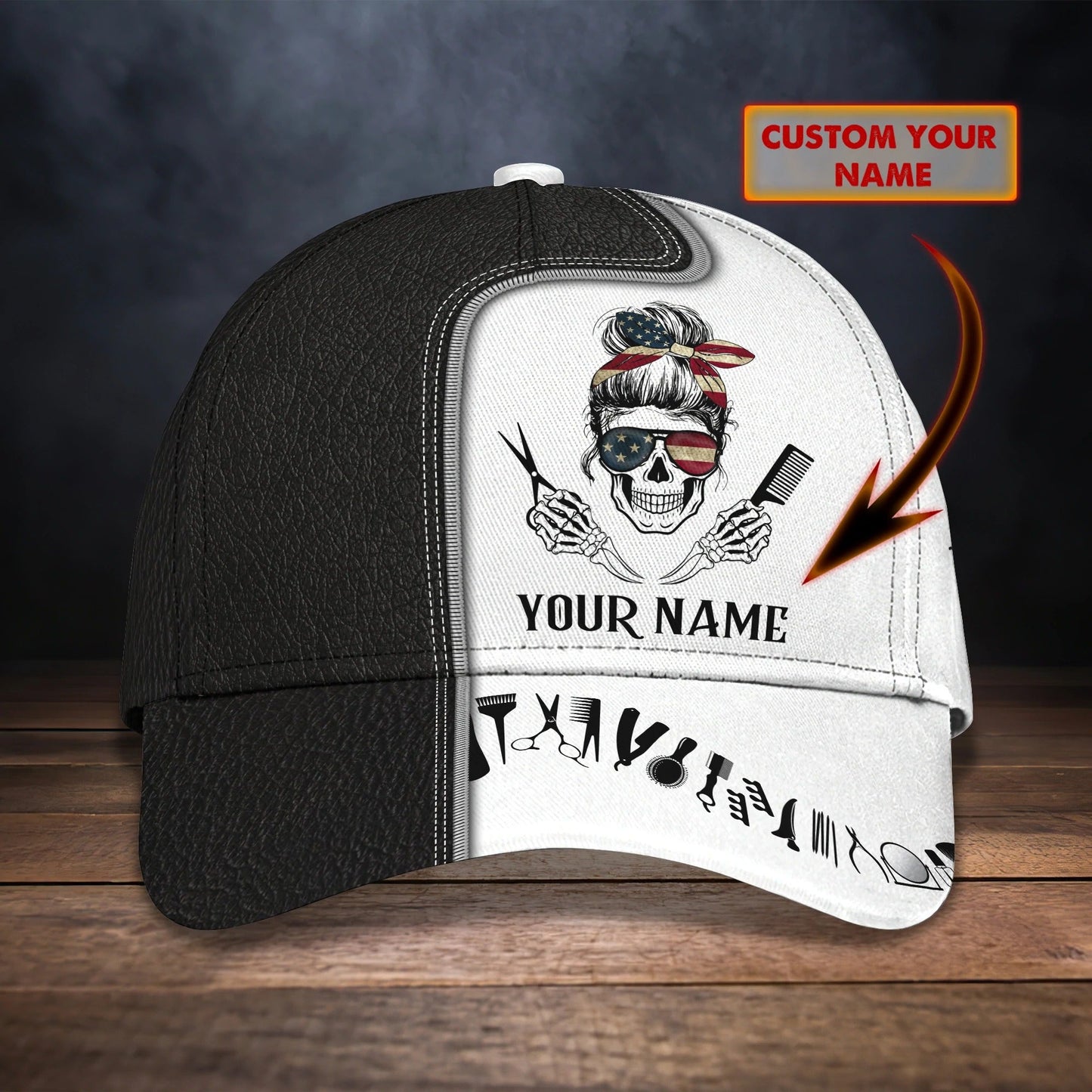 Customized 3D All Over Print Baseball Skull Barber Cap, Barber Skull Cap Hat, Cap For Barber Man CO0416