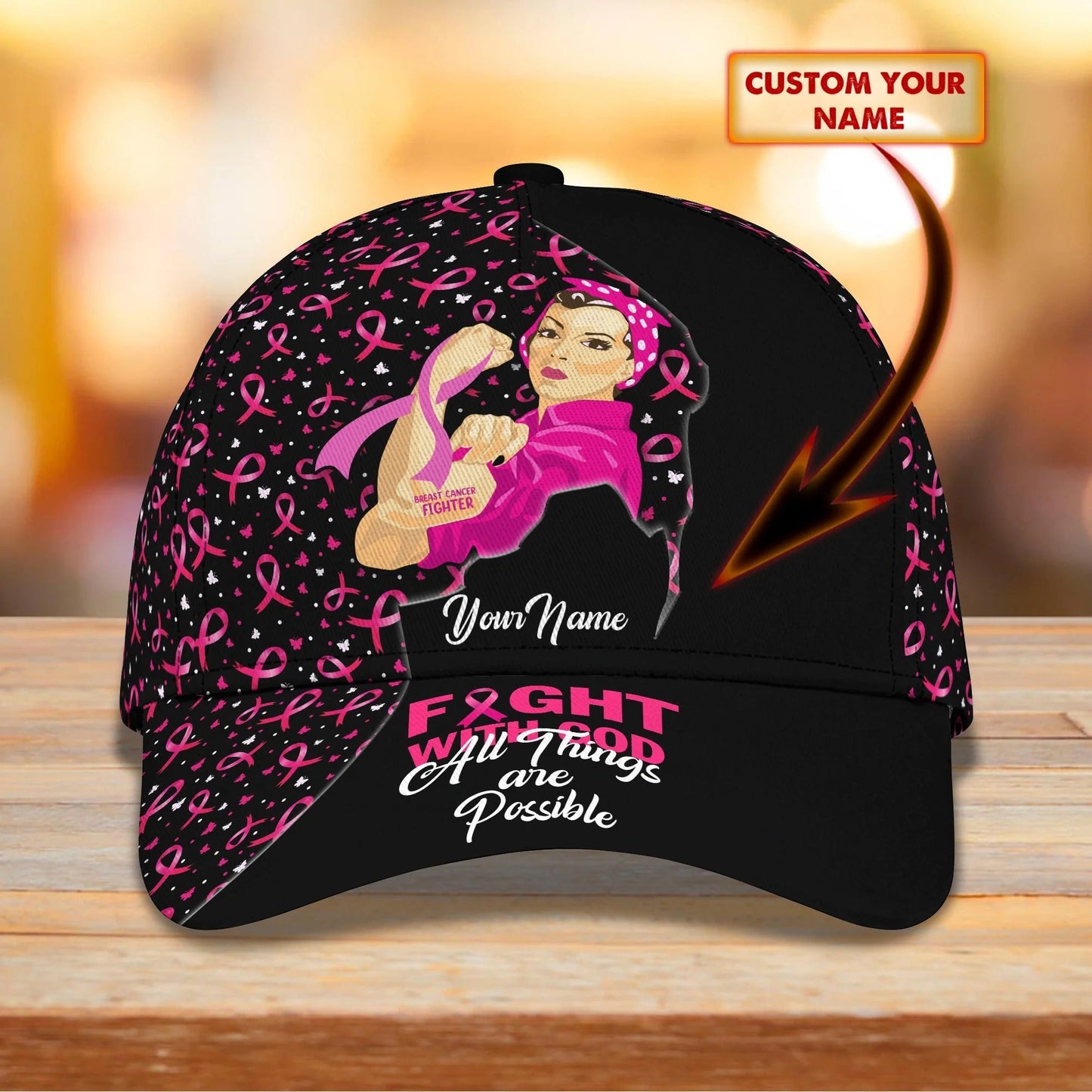 Custom Breast Cancer Awareness Cap Hat, All Things are Possible, Gift For Breast Cancer Survivor CO1012