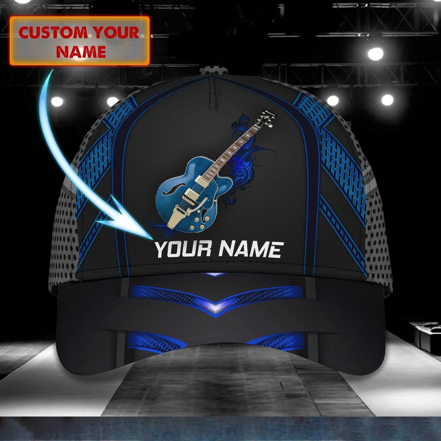 Personalized Guitar Caps Hat, 3D All Over Print Baseball Cap For Guitar Man, Present Guitar Lovers CO0421