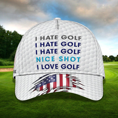 Nice Short I Love Golf 3D Classic Cap, Golf Lover Gifts, Best Gift For Golf Lover, Golf Cap Hat CO0371