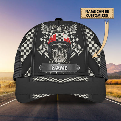 Personalized Racing American Classic Cap Hat, Skull Racer Cap Hat, Cool Racing Cap Hat CO0554