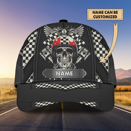 Personalized Racing American Classic Cap Hat, Skull Racer Cap Hat, Cool Racing Cap Hat CO0554