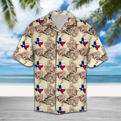 Mockingbird With Texas Map Design Hawaiian Shirt HO1404