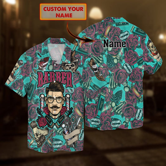 Customized Skull Hawaiian Shirt For A Barber, Barber Skull Hawaiian Shirts For Men And Women, Barber Gifts HO5046