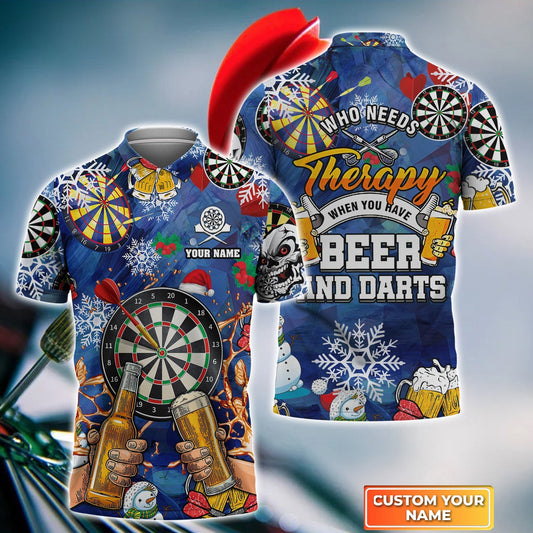 Lasfour Who Needs Therapy When You Have Beer And Darts Christmas Gift Personalized 3D All Over Printed Shirt DMA0226