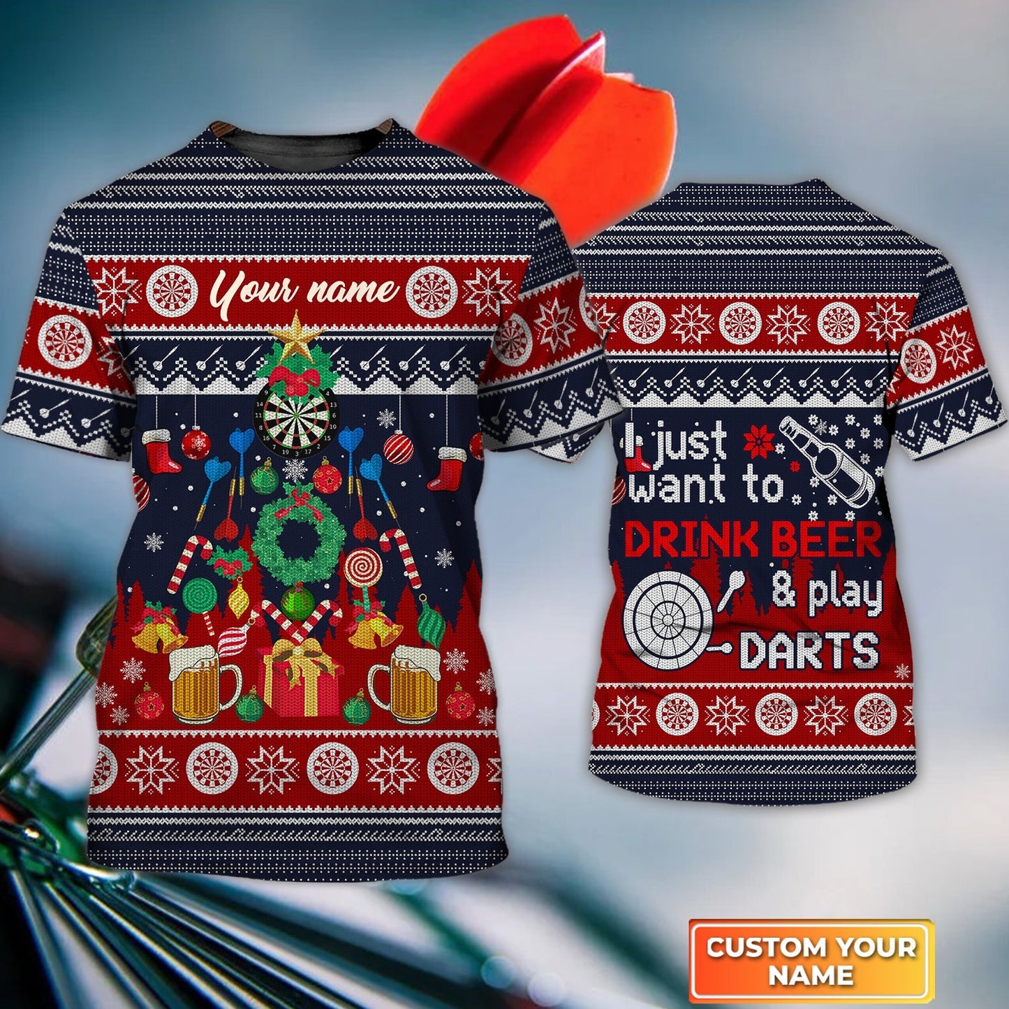 Lasfour Just Want To Drink Beer And Play Darts Christmas Gift Personalized 3D All Over Printed Shirt DMA0225