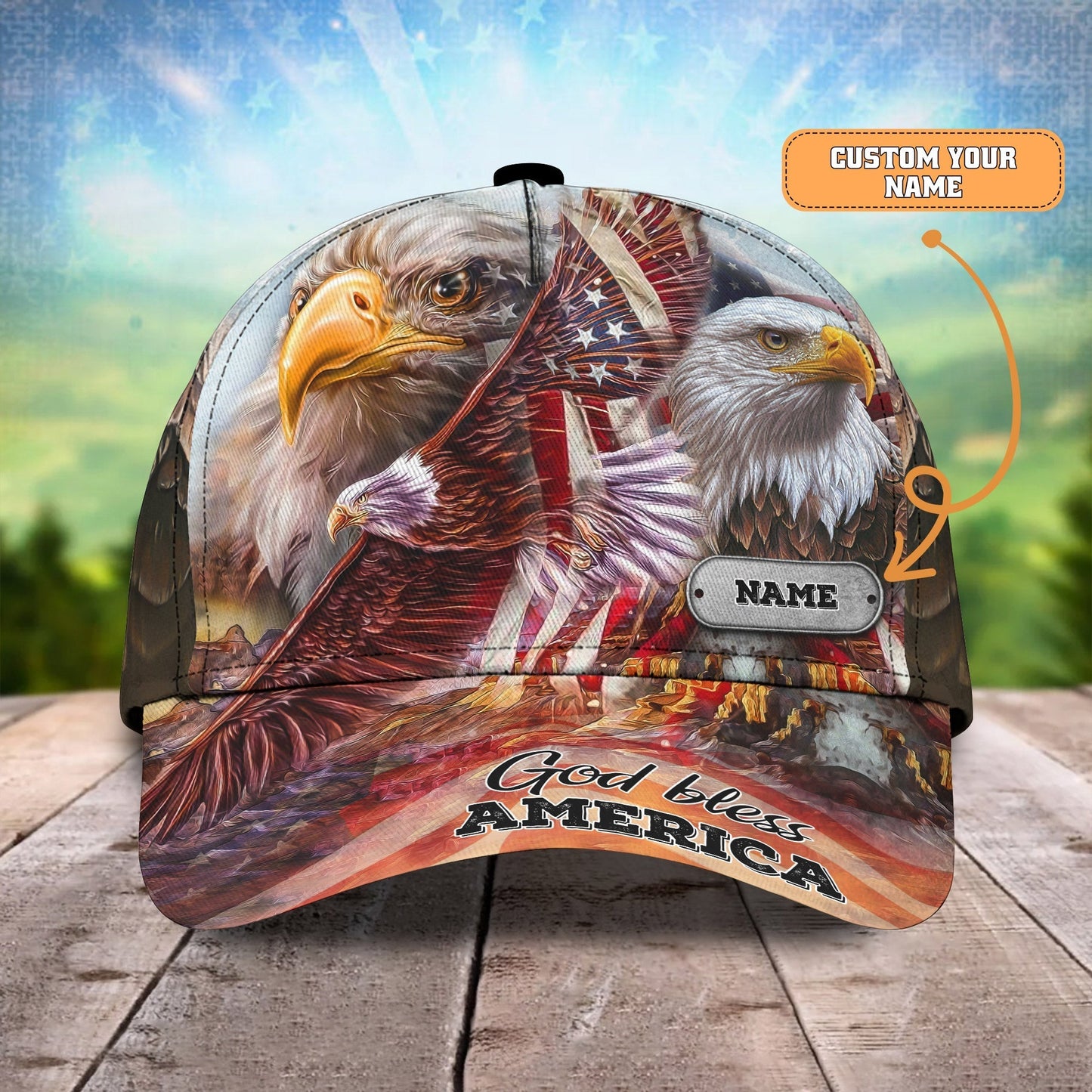 Customized America Eagle 3D Full Printed Baseball Cap Hat, God Bless America Classic Cap Hat CO0526