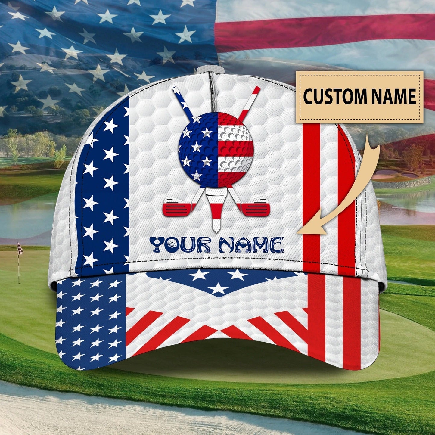 Personal With Name American Baseball Golf Caps, Hat For Golfer Man, Birthday Present To Golf Lover CO0352